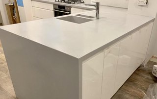 Corian Worktops in Silver Grey with matching sinks